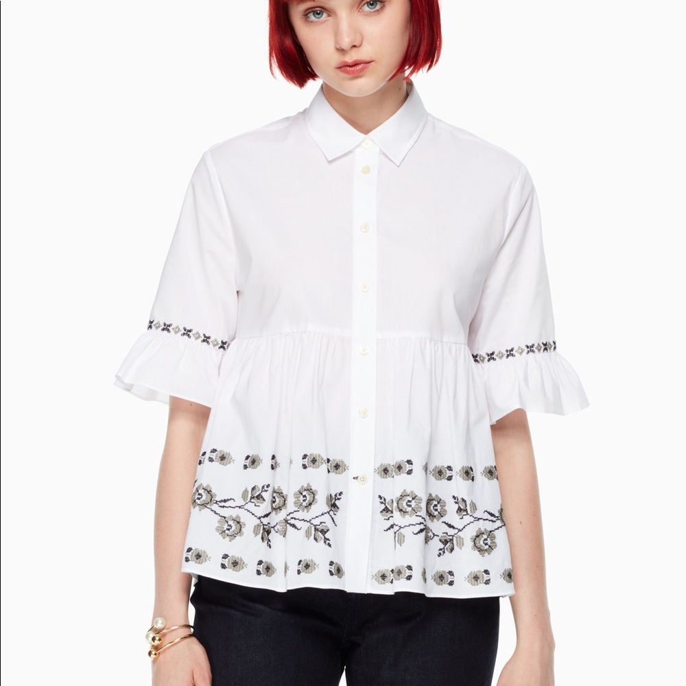 SOLD Embroidered ruffle sleeve shirt